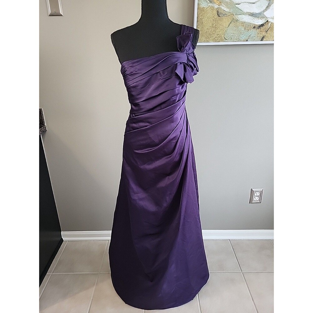 David's Bridal Size 6 Dress One Shoulder Dark Purple Formal Prom Homecoming